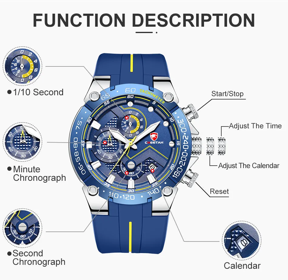 CHEETAH  CH1606 OCRA Y - Men's Silver and Blue Outdoor Watch