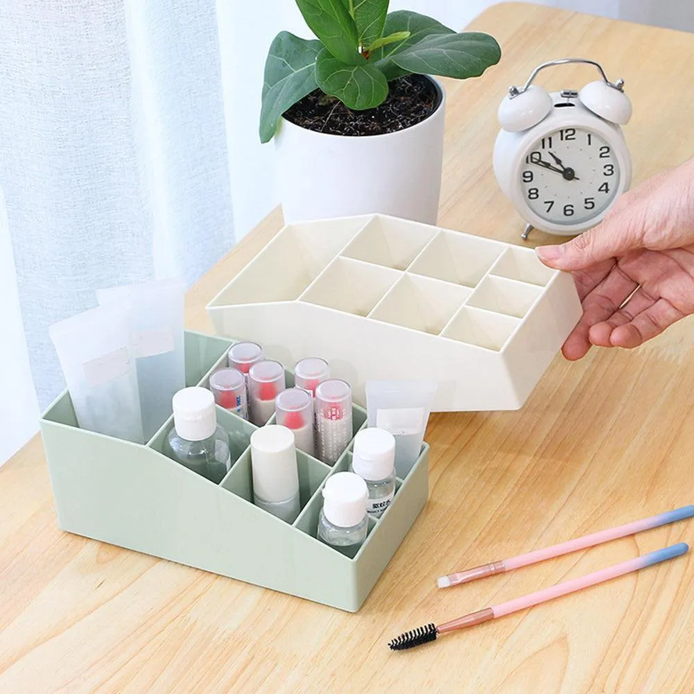 Chic Solid Color Makeup and Jewelry Organizer - Sleek Compact Storage Solution for Desktop and Vanity