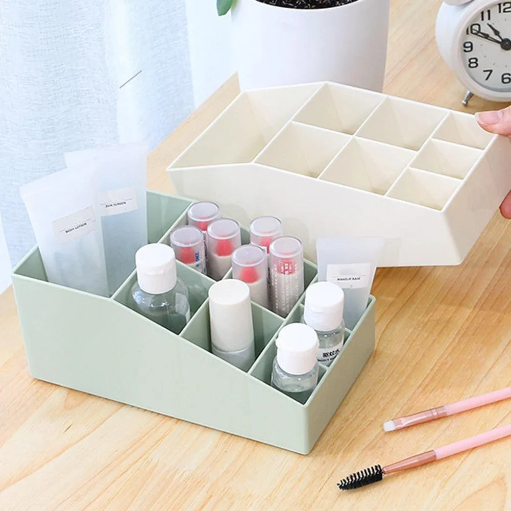 Chic Solid Color Makeup and Jewelry Organizer - Sleek Compact Storage Solution for Desktop and Vanity