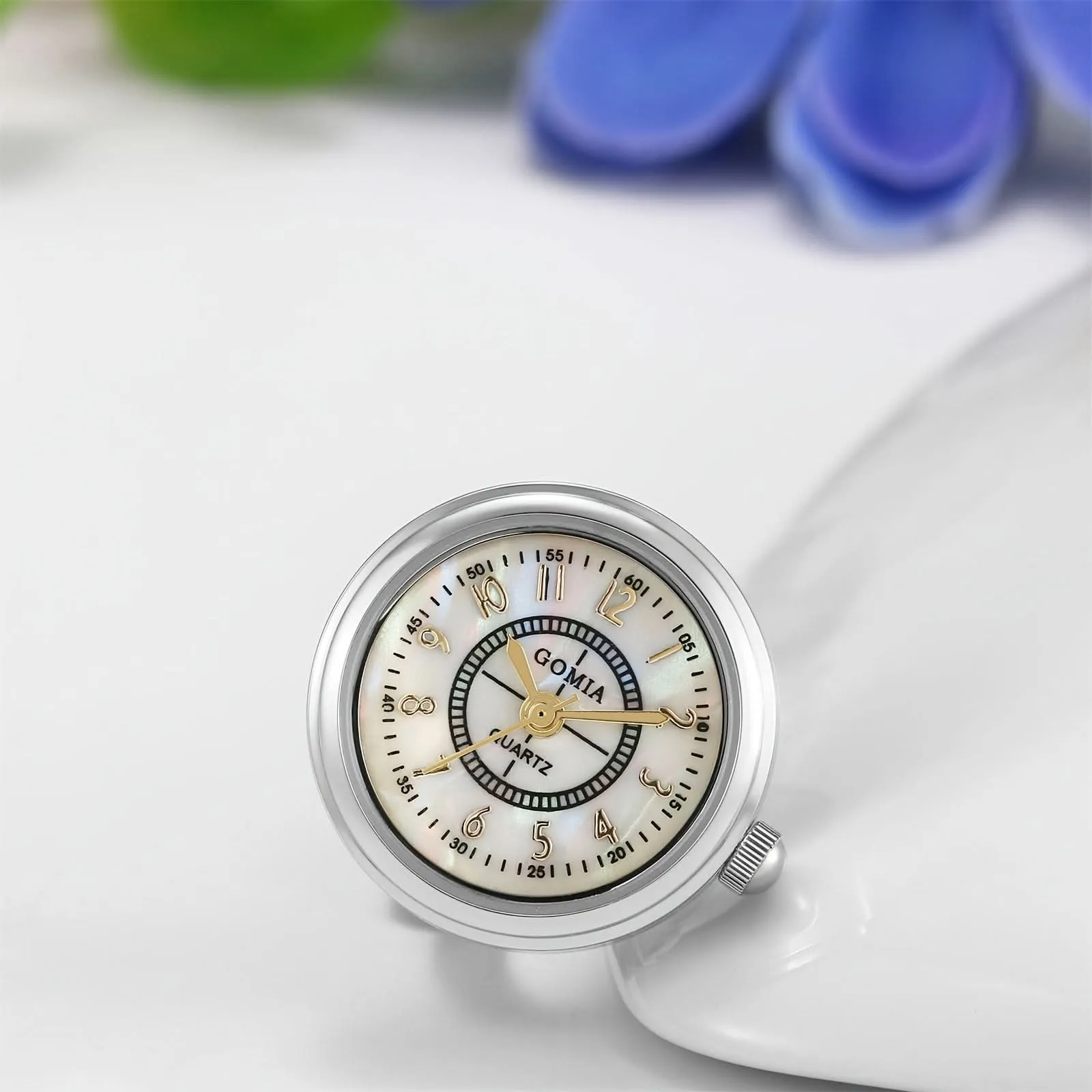 Chic Stainless Steel Quartz Ring Watch – Adjustable, Roman Numerals, Women’s Sports Style