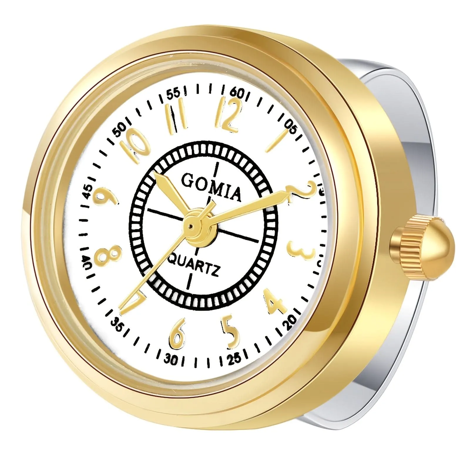 Chic Stainless Steel Quartz Ring Watch – Adjustable, Roman Numerals, Women’s Sports Style
