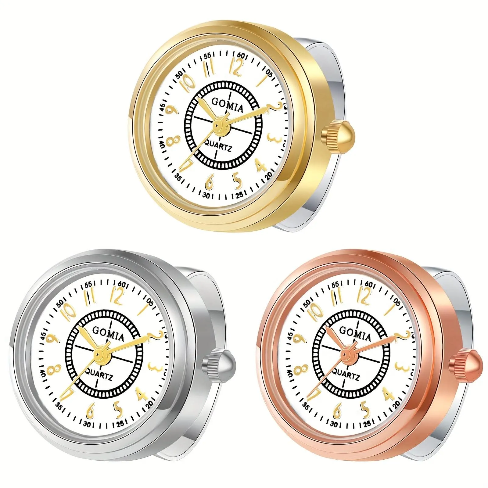 Chic Stainless Steel Quartz Ring Watch – Adjustable, Roman Numerals, Women’s Sports Style