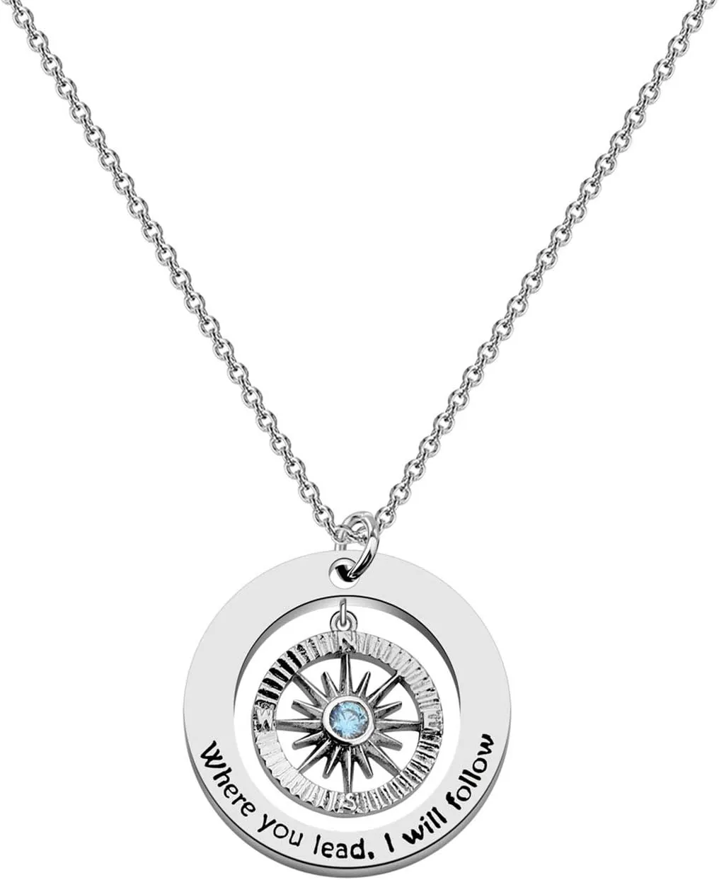 CHOORO Mother Daughter Jewelry Where You Lead I Will Follow Compass Pendant Necklace Gift for Mother and Daughter