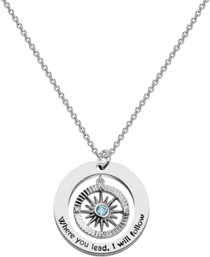 CHOORO Mother Daughter Jewelry Where You Lead I Will Follow Compass Pendant Necklace Gift for Mother and Daughter
