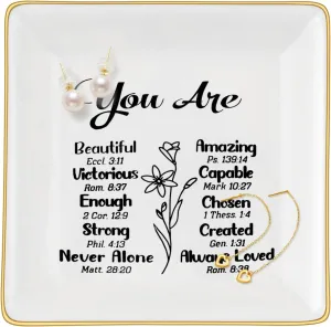 Christian Gifts for Women Trinket Jewelry Dish, Religious Faith Catholic Spiritual Gifts for Women, Bible Verse Spiritual Birthday Gifts, Inspirational Gift for Mothers Day, Christmas, Thanksgiving