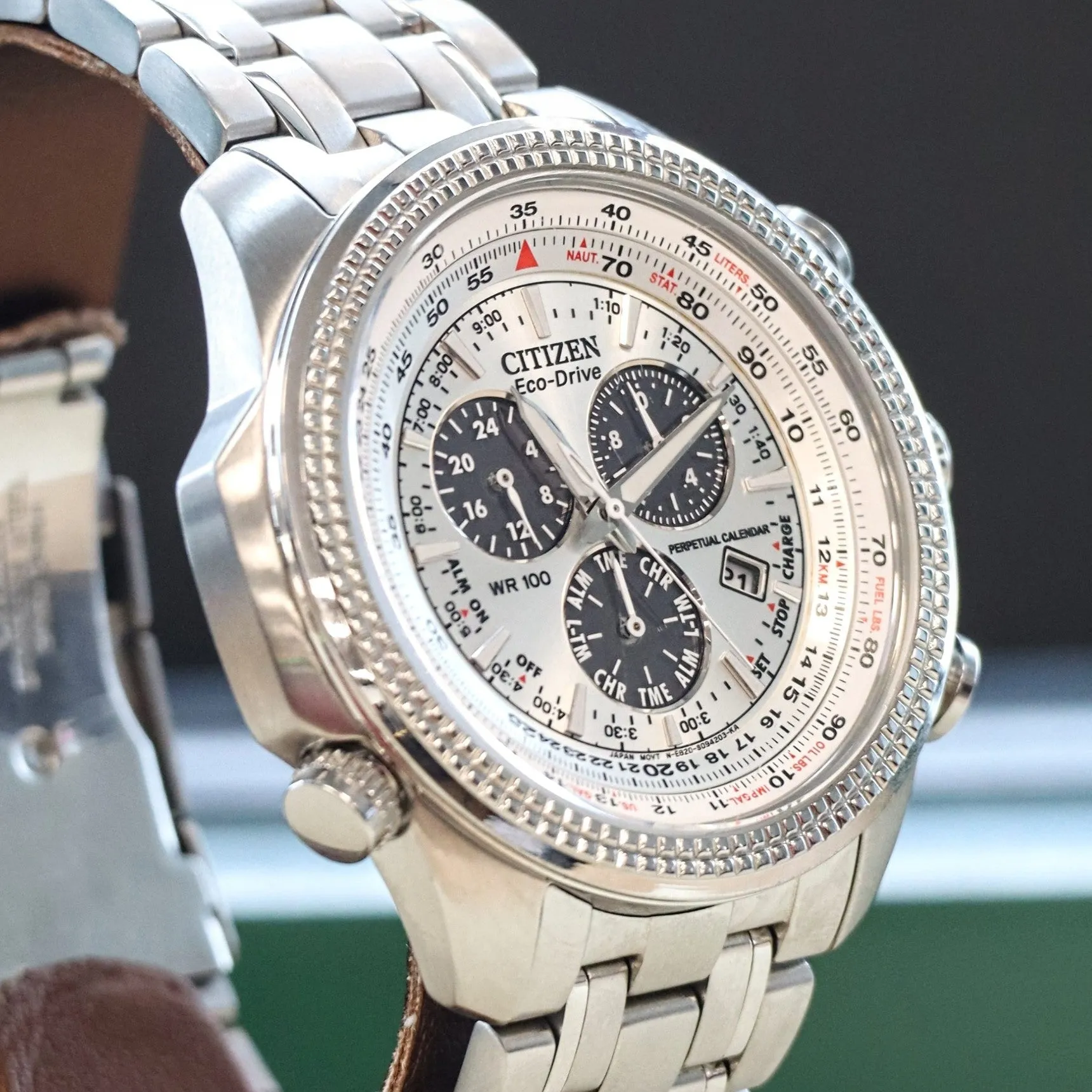 CITIZEN Brycen Chronograph Watch Ref. BL5400-52A Eco-Drive Perpetual Calendar Wristwatch