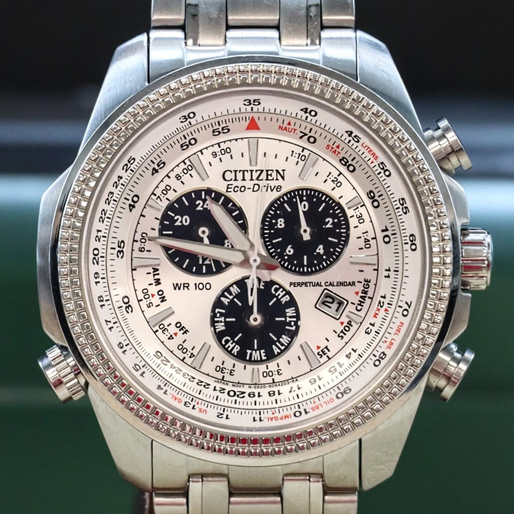 CITIZEN Brycen Chronograph Watch Ref. BL5400-52A Eco-Drive Perpetual Calendar Wristwatch