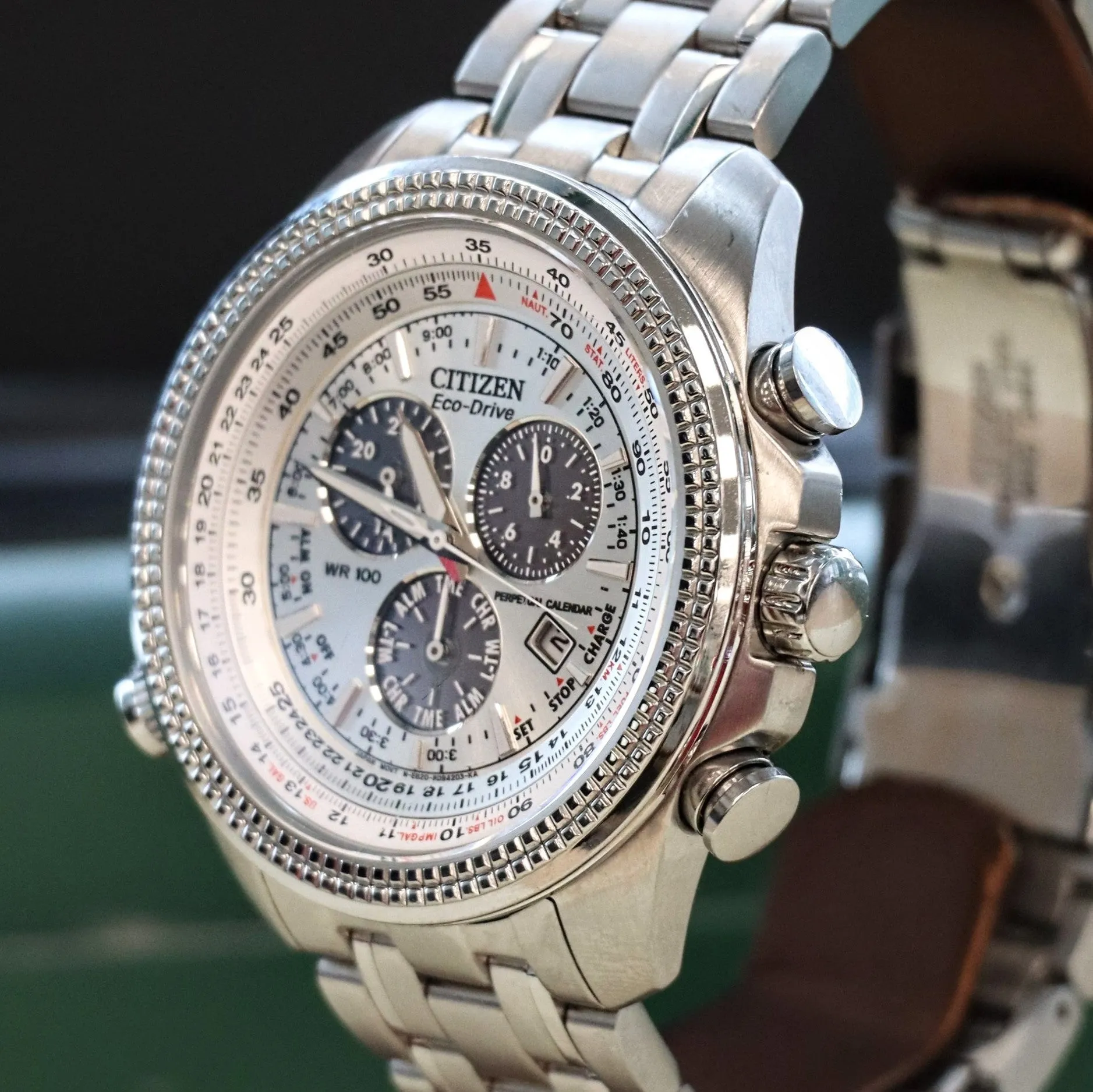 CITIZEN Brycen Chronograph Watch Ref. BL5400-52A Eco-Drive Perpetual Calendar Wristwatch