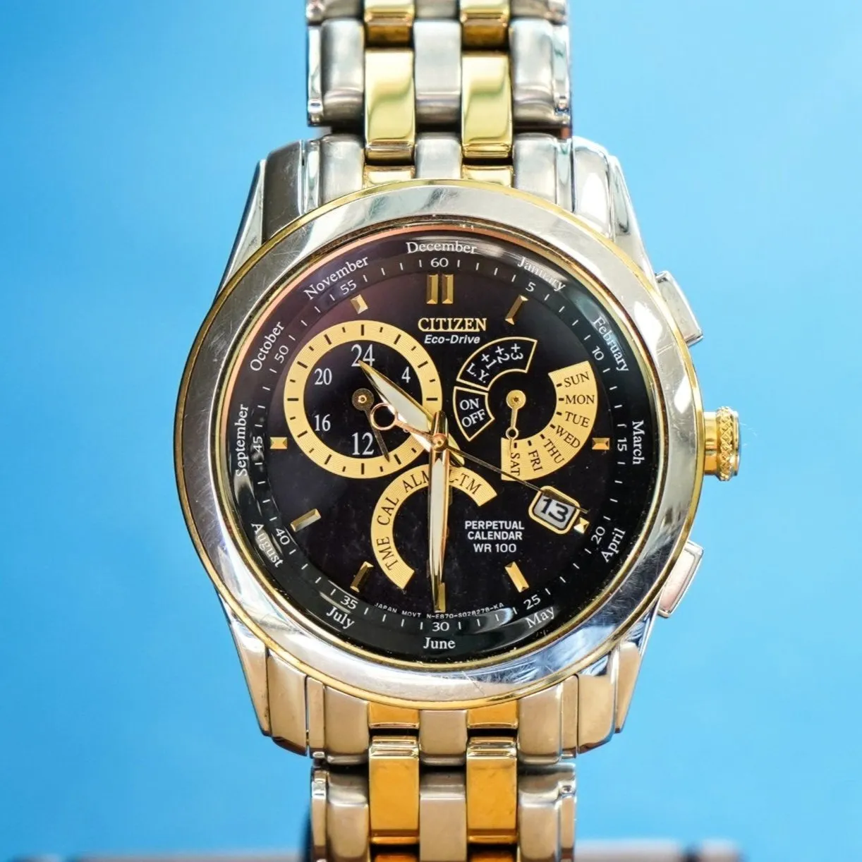 CITIZEN Eco-Drive Chandler Watch BL8004-53E Perpetual Calendar Two-Tone Wristwatch