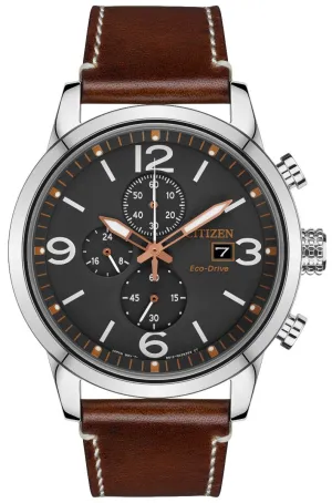 Citizen Eco-Drive Chronograph Brown Leather Strap Men's watch CA0618-26H