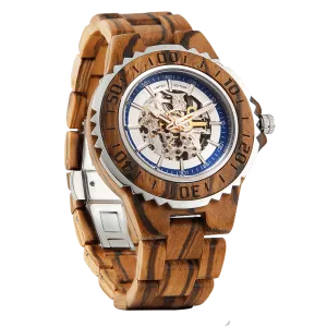 Classic Mens Automatic Zebra Wood Watch Zebra Wood