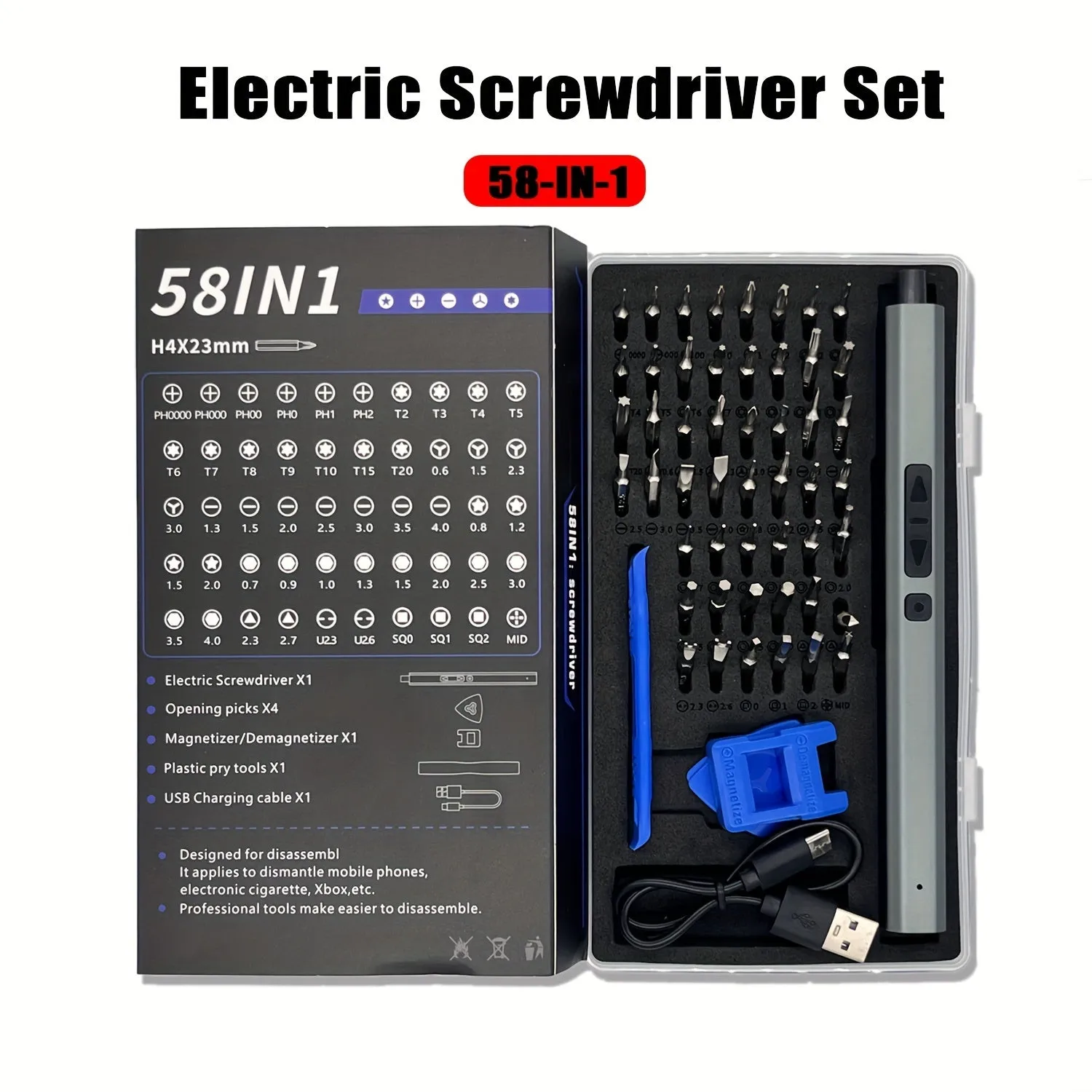 Cordless Electric Screwdriver Set -58-in-1