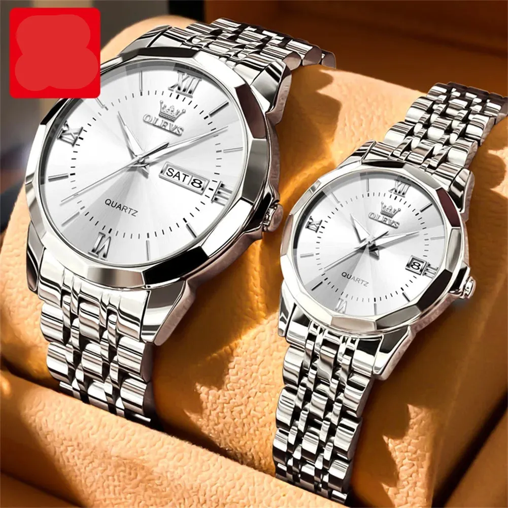 Couple Watches Set - Automatic Moon Phase Waterproof Wristwatches