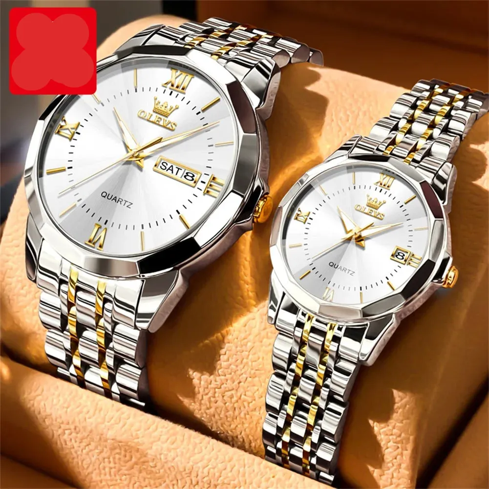 Couple Watches Set - Automatic Moon Phase Waterproof Wristwatches
