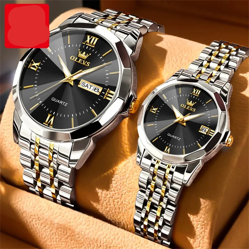 Couple Watches Set - Automatic Moon Phase Waterproof Wristwatches