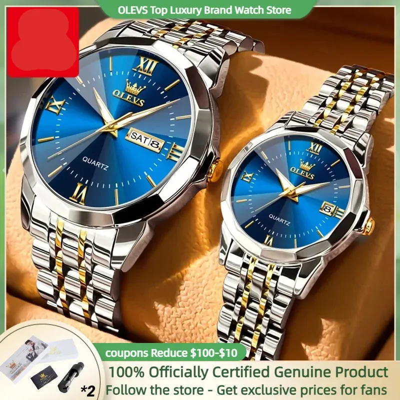 Couple Watches Set - Automatic Moon Phase Waterproof Wristwatches