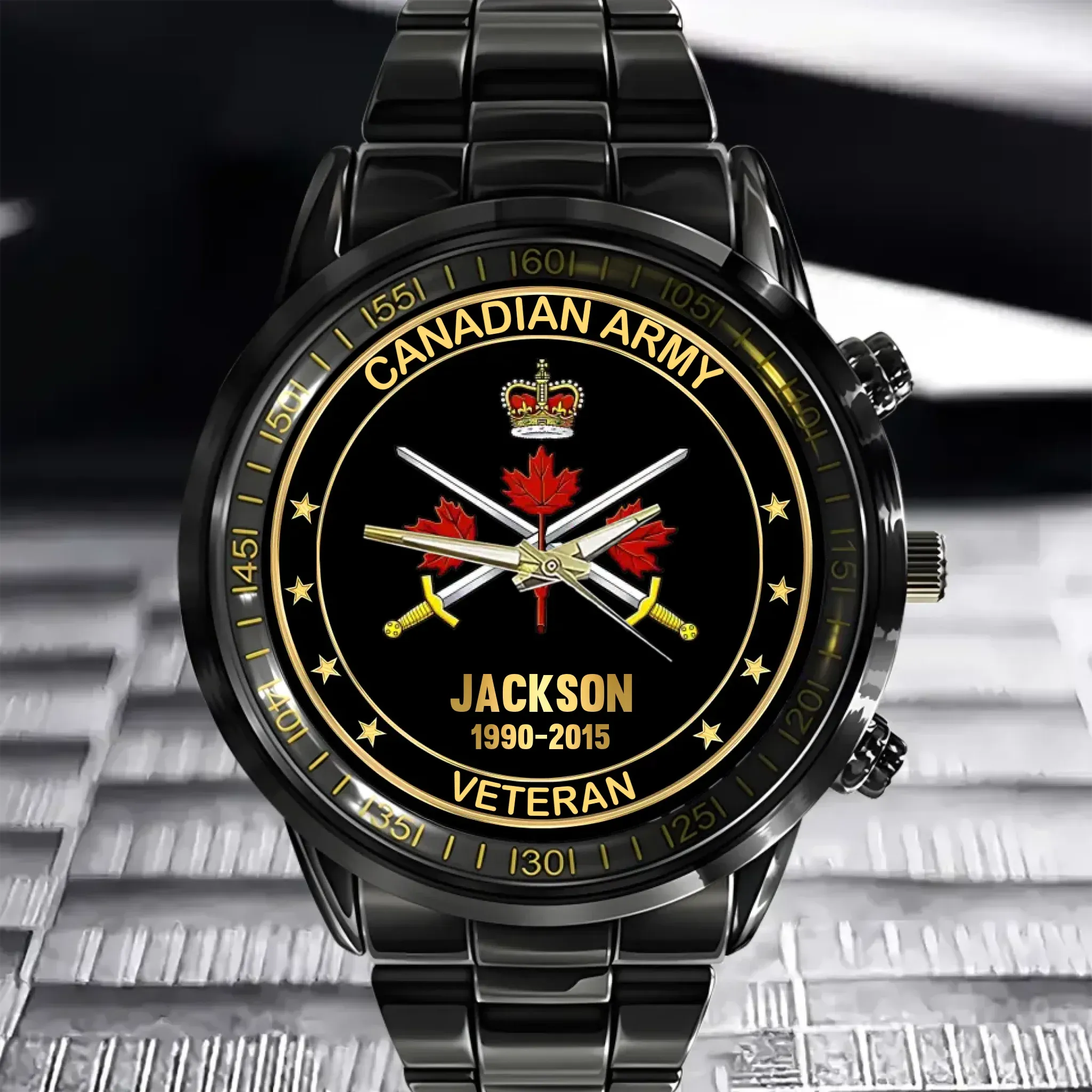 Custom Veteran/Firefighter Themed Watches - Personalised Badge,Name,Time,Department and Title for Commemorative Watches - A Gift For Family,Friend,Veteran,Firefighter