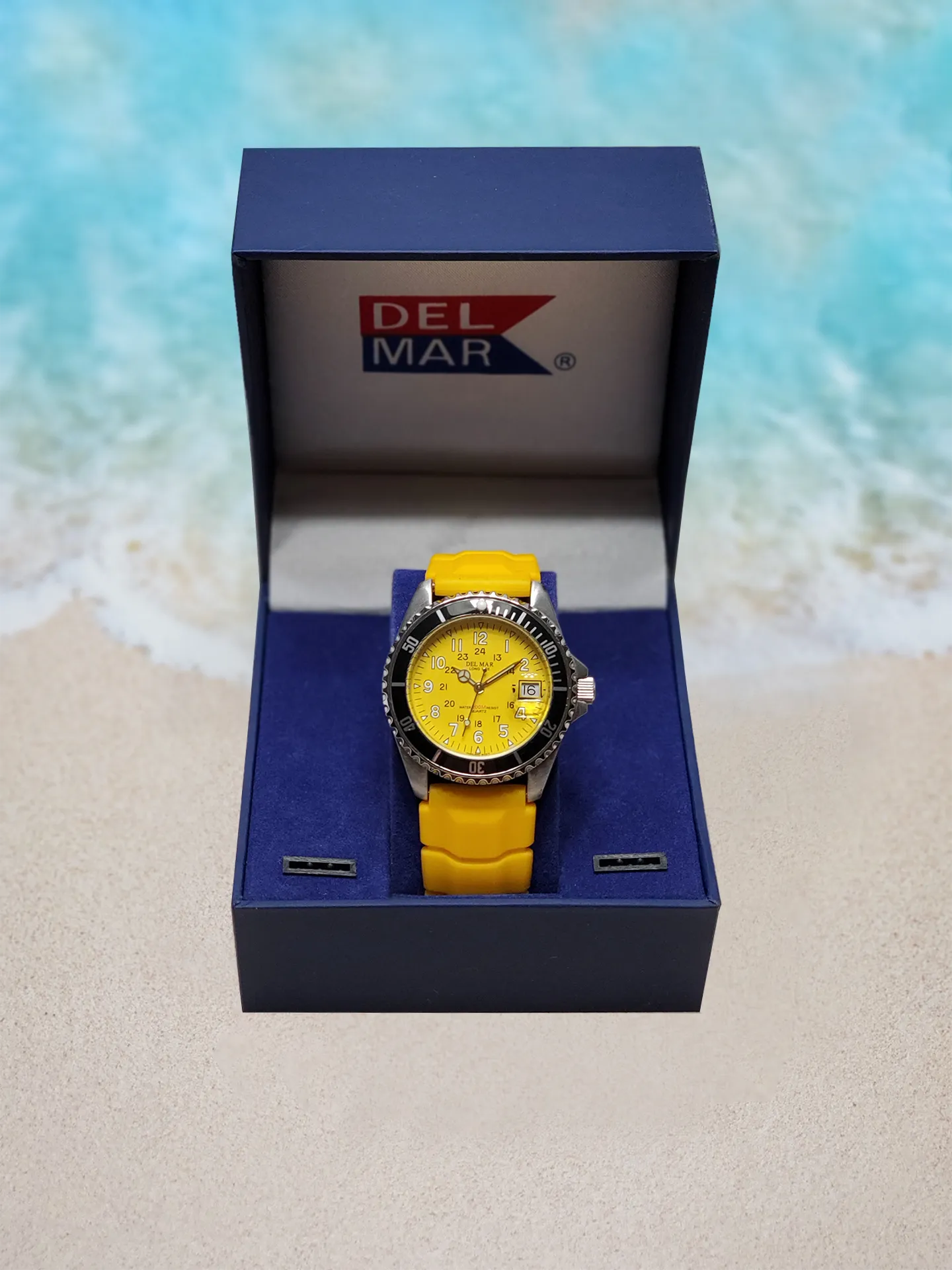 Del Mar Watches Men's and Youth Sportstrap: Yellow Face with numbers, 200M Watch #50267