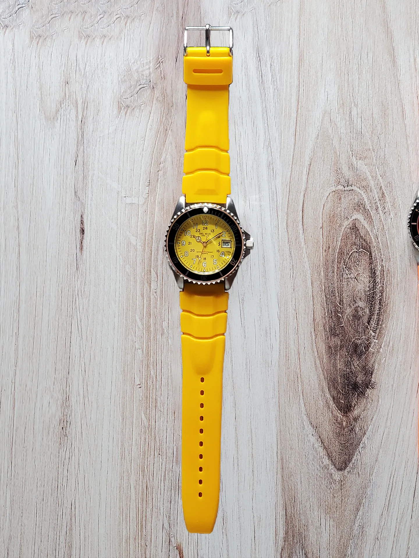 Del Mar Watches Men's and Youth Sportstrap: Yellow Face with numbers, 200M Watch #50267