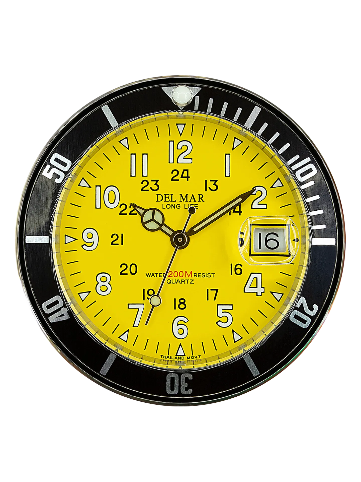 Del Mar Watches Men's and Youth Sportstrap: Yellow Face with numbers, 200M Watch #50267
