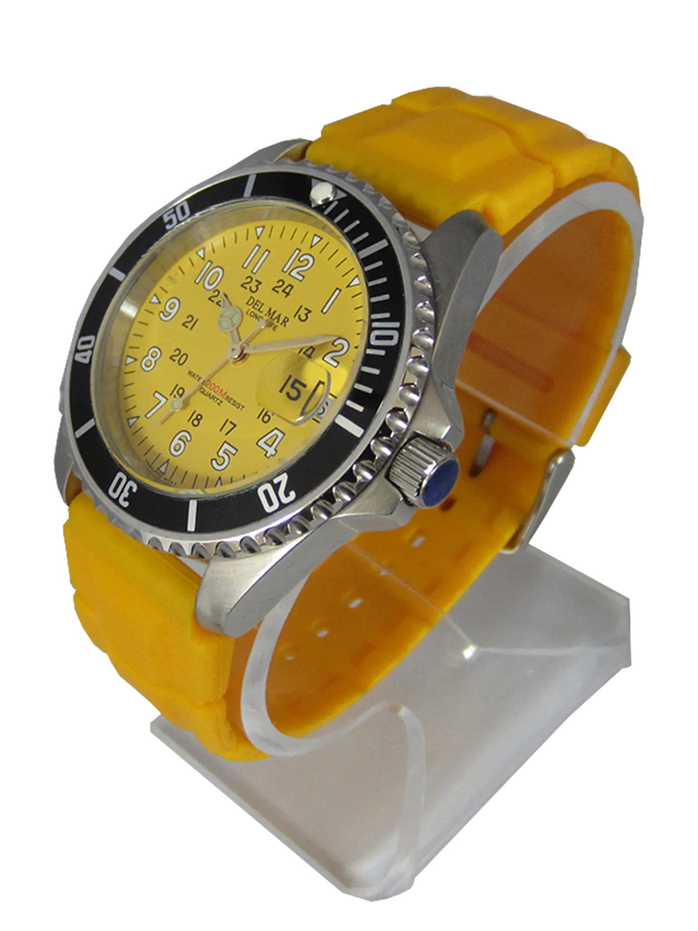 Del Mar Watches Men's and Youth Sportstrap: Yellow Face with numbers, 200M Watch #50267