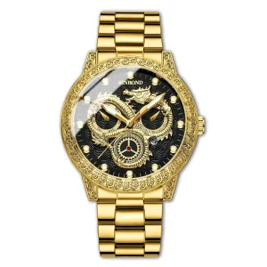 Dragon Embossed Luminous Waterproof Watch - Quartz
