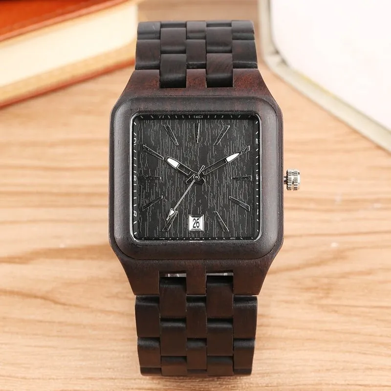 Ebony Wood Unisex Quartz Watch