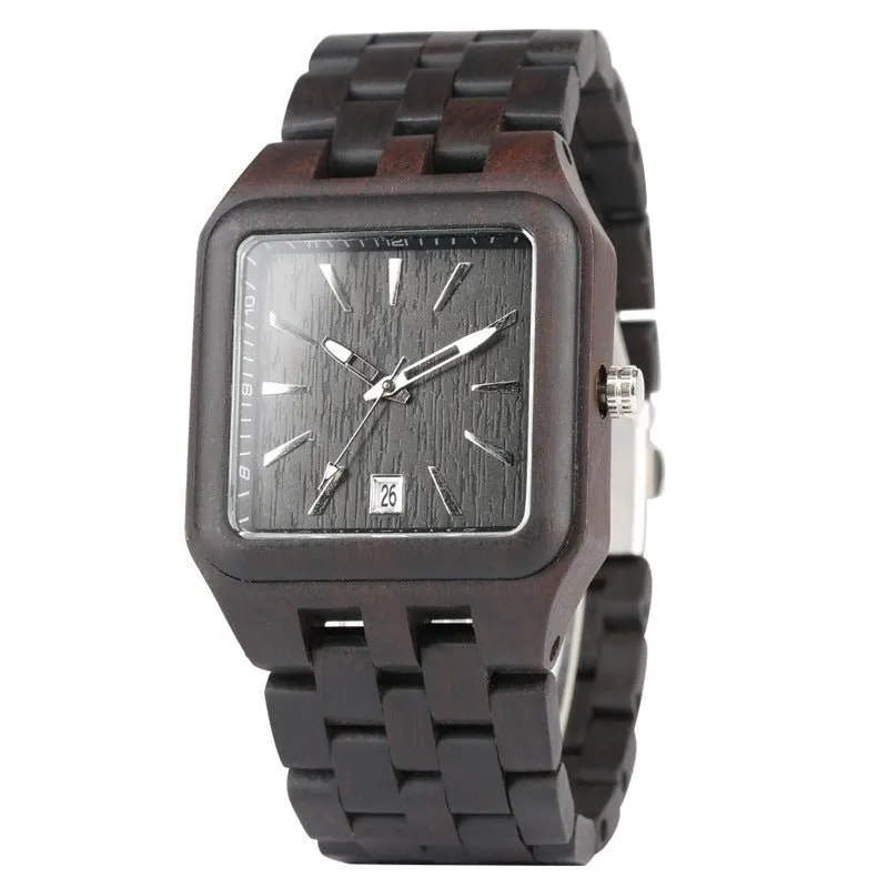 Ebony Wood Unisex Quartz Watch