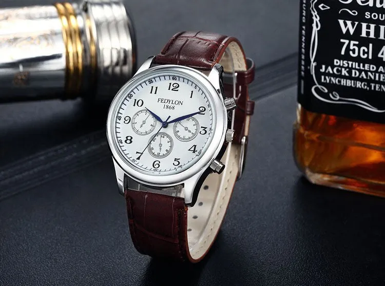 Fashion Casual Mens Watches Luxury Brand High Quality Leather Business Quartz Watch Men Waterproof Wristwatch Relogios Masculino
