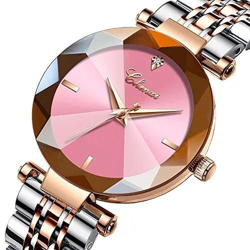 Fashion Women's Analog Quartz Watches Luxury Diamond Stainless Steel Mesh Band Wrist Watches for Women