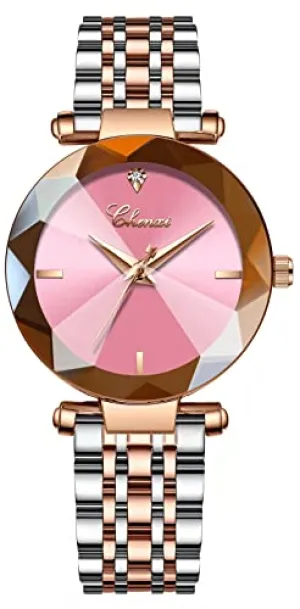 Fashion Women's Analog Quartz Watches Luxury Diamond Stainless Steel Mesh Band Wrist Watches for Women