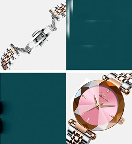 Fashion Women's Analog Quartz Watches Luxury Diamond Stainless Steel Mesh Band Wrist Watches for Women