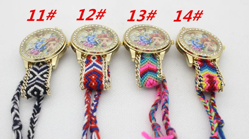 Flower Beauty Print Woven Strap Watch