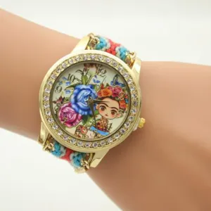 Flower Beauty Print Woven Strap Watch