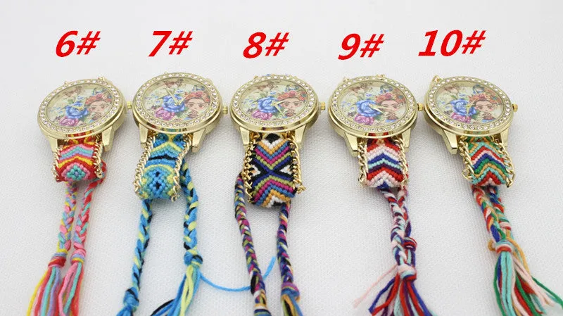 Flower Beauty Print Woven Strap Watch