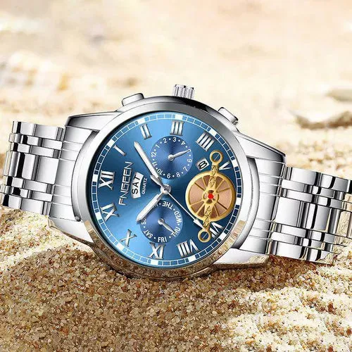 Fngeen Face Double Calendar Business Waterproof Quartz Watch W256071