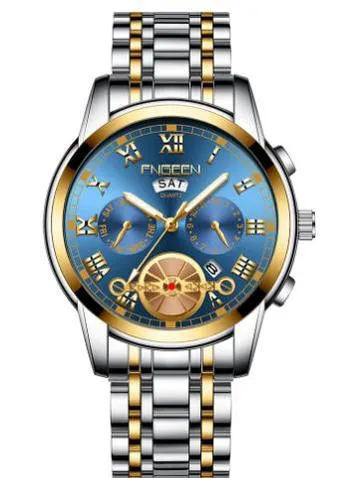 Fngeen Face Double Calendar Business Waterproof Quartz Watch W256071
