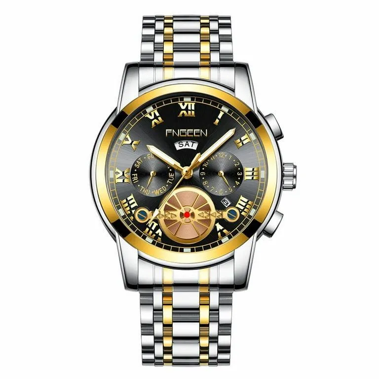 Fngeen Face Double Calendar Business Waterproof Quartz Watch W256071