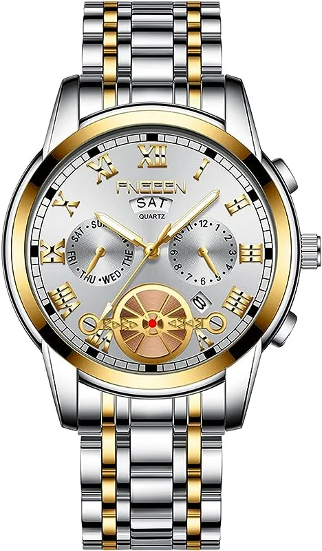 Fngeen Face Double Calendar Business Waterproof Quartz Watch W256071