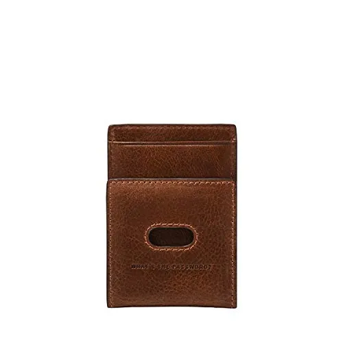 Fossil Men's Andrew Eco Leather Magnetic Card Case with Money Clip Wallet, Cognac, (Model: ML4173222)