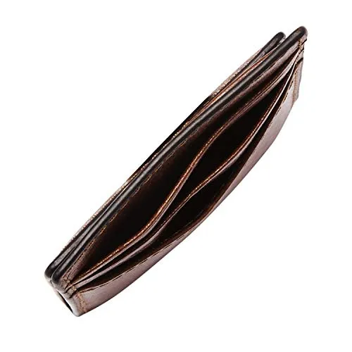 Fossil Men's Andrew Eco Leather Magnetic Card Case with Money Clip Wallet, Cognac, (Model: ML4173222)
