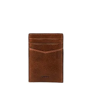 Fossil Men's Andrew Eco Leather Magnetic Card Case with Money Clip Wallet, Cognac, (Model: ML4173222)