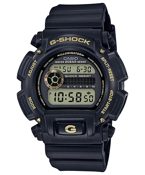 G-Shock Digital Black and Gold Mens Watch DW9052GBX-1A9