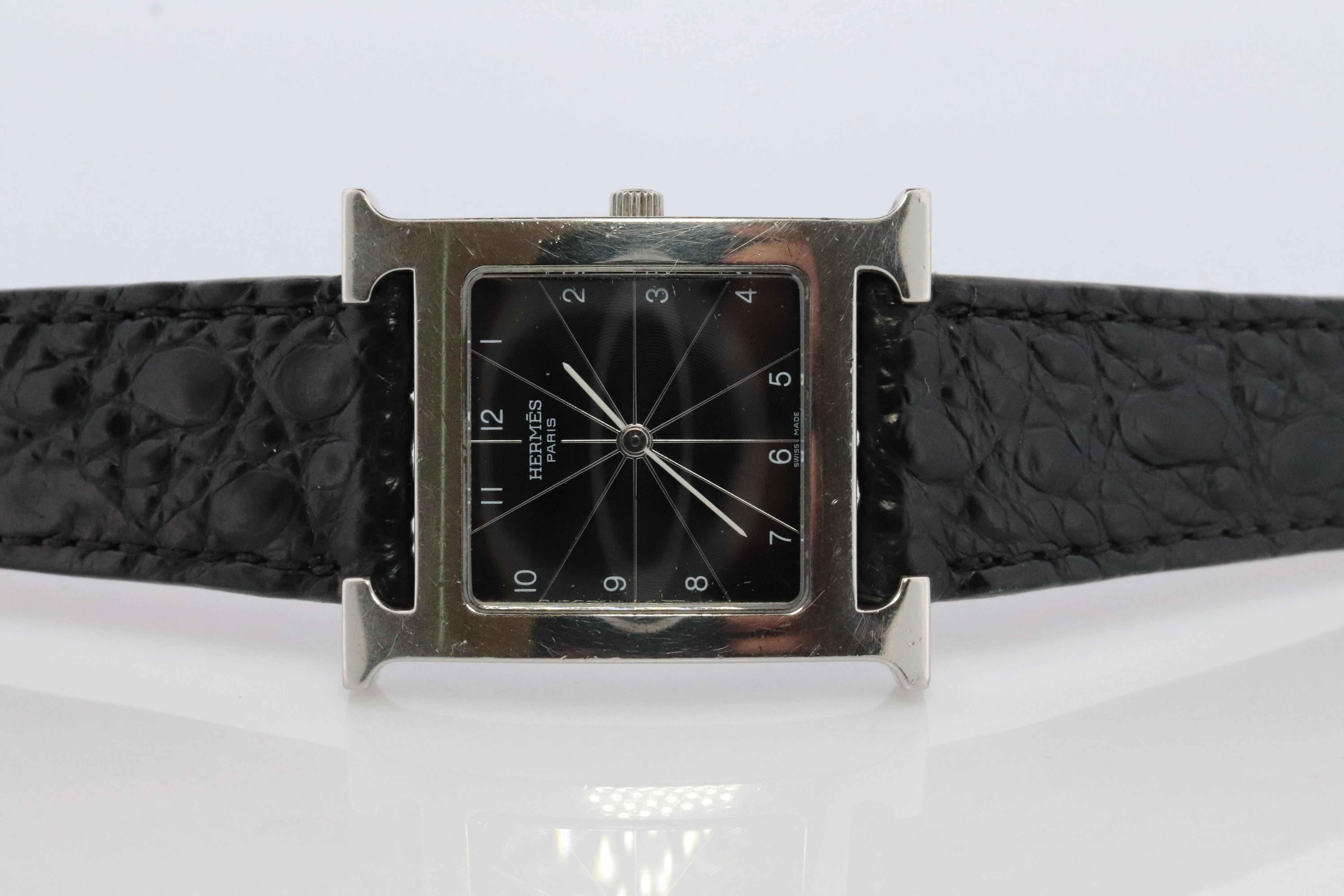 Genuine HERMES HH1.710 Watch. Hermes Huere H Stainless Steel Wristwatch