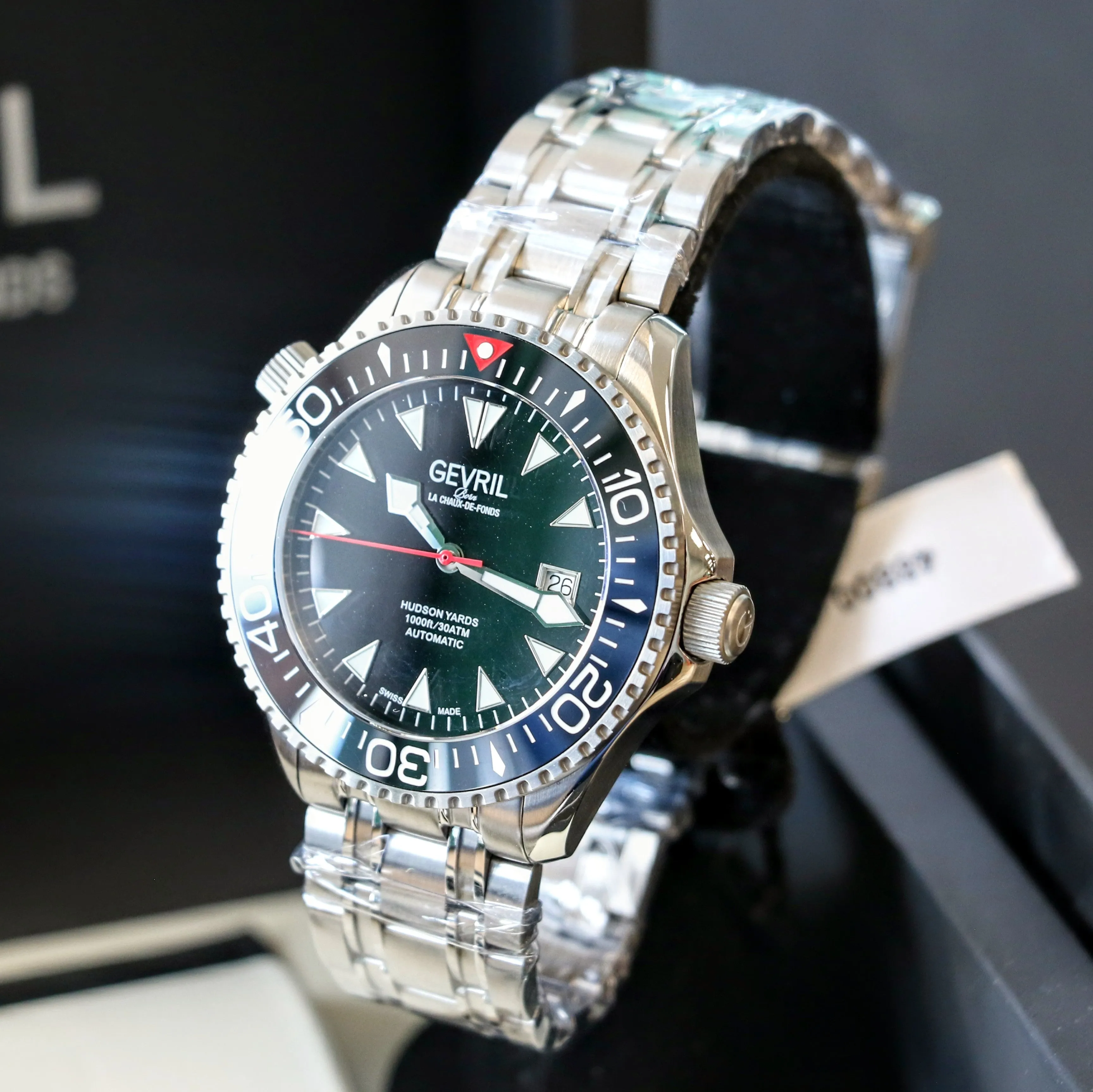GEVRIL Hudson Yards Automatic Diver Watch Model 48800 - Display Back - BOX & Papers!