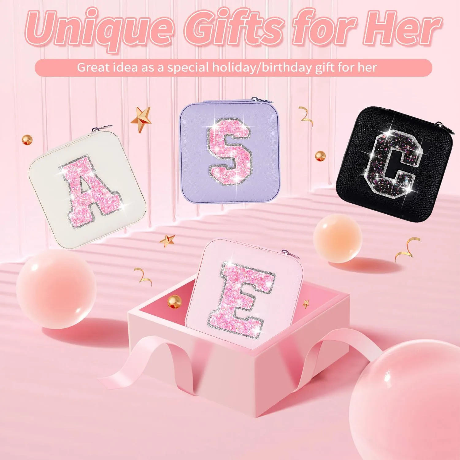 Graduation Gifts for Girls 3 4 5 6 7 8 9 10 11 12 13 14 Year Old,Gifts for Teens Kids Daughter Sister Birthday Gifts for Women - Travel Jewelry Case Small Box Cute Stuff | Pink,A