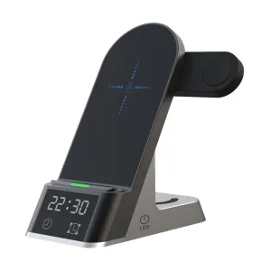 Green 6-in-1 Wireless Charger 15W with LED Display & Alarm Clock | Black | GN6IN1WFCBK