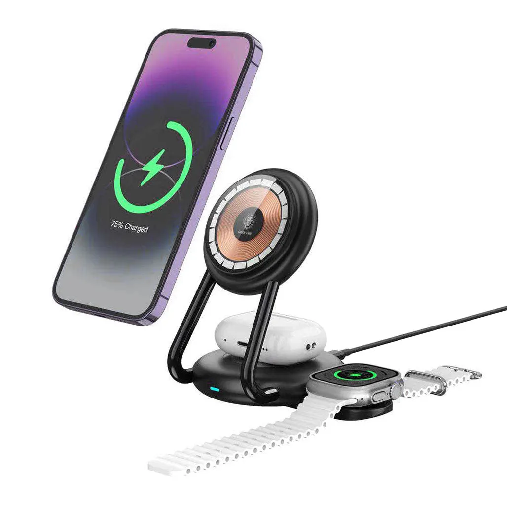 Green Lion 3-in-1 MagCharger Hub – Multi-Device Wireless Charging Station