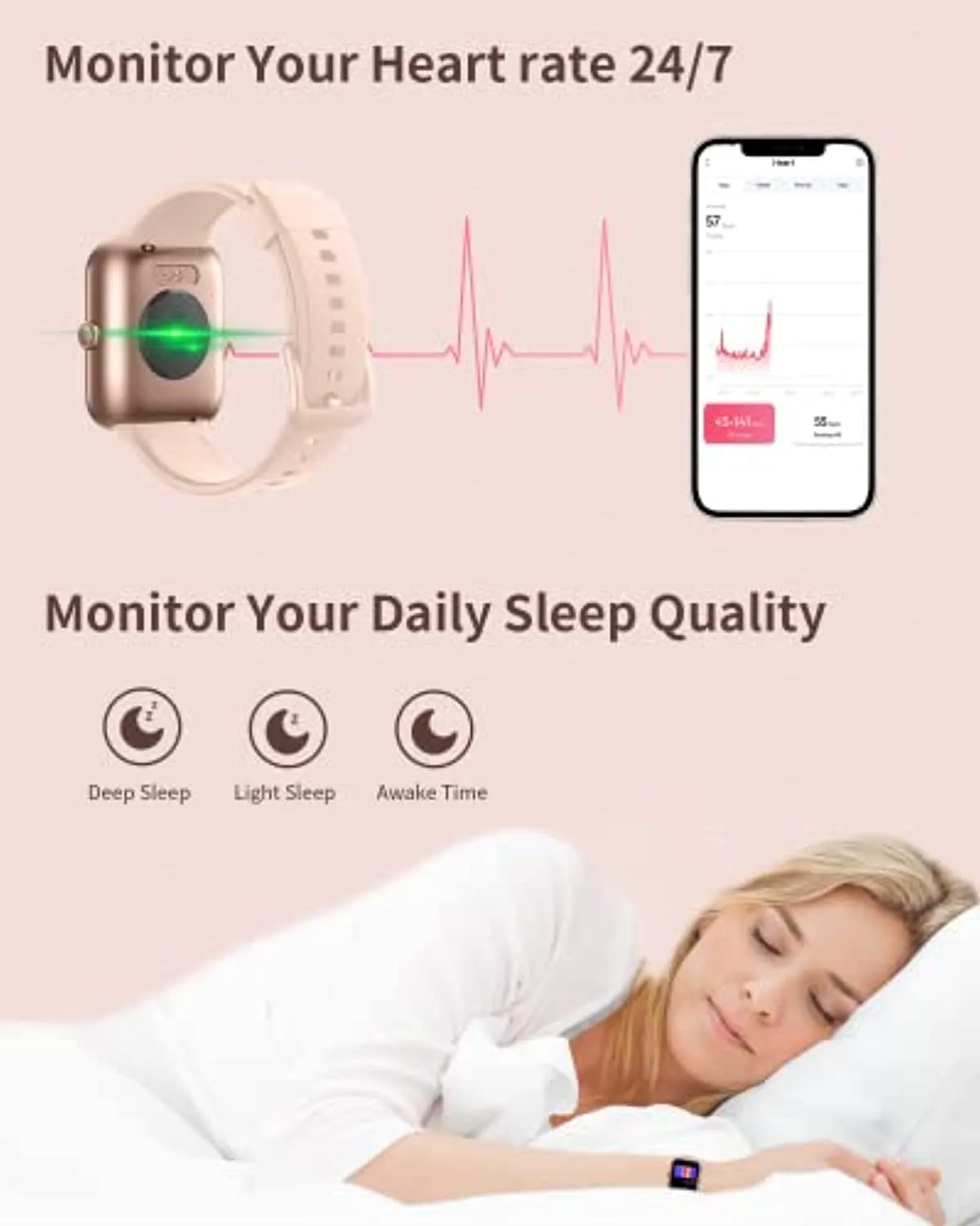 Gydom Smart Watch for Women Men,1.5" Smart Fitness Tracker Watch Blood Oxygen Heart Rate Stress Sleep Monitor Pedometer Watch 5ATM Waterproof Activity Tracker Smartwatch for Android iOS Phone