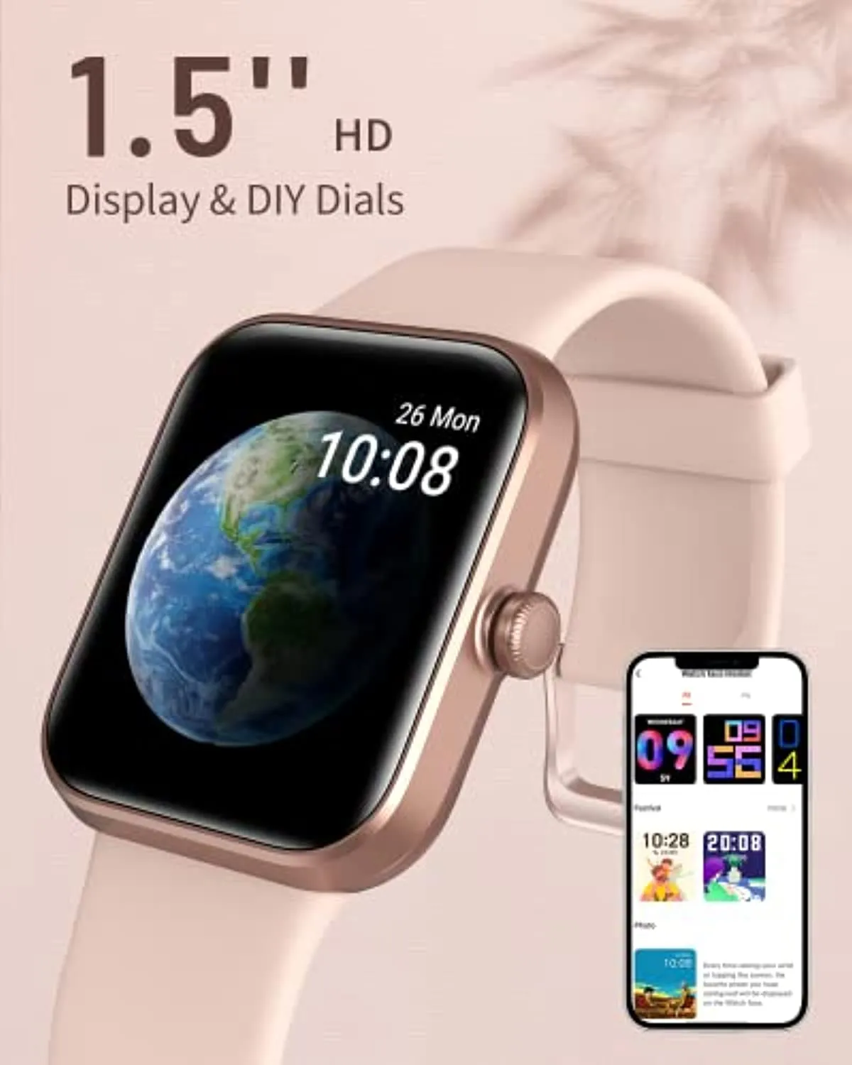Gydom Smart Watch for Women Men,1.5" Smart Fitness Tracker Watch Blood Oxygen Heart Rate Stress Sleep Monitor Pedometer Watch 5ATM Waterproof Activity Tracker Smartwatch for Android iOS Phone